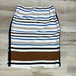 White House Black Market Blue and White Pencil Skirt Work